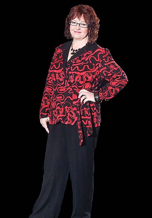 Wrap Jacket and Blouse, Flat Front Pant