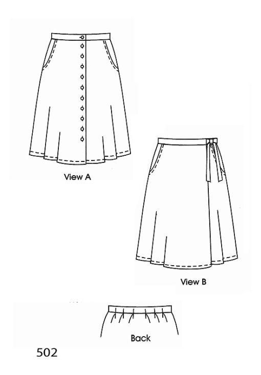Button-front Flared Skirt, Wrap Skirt