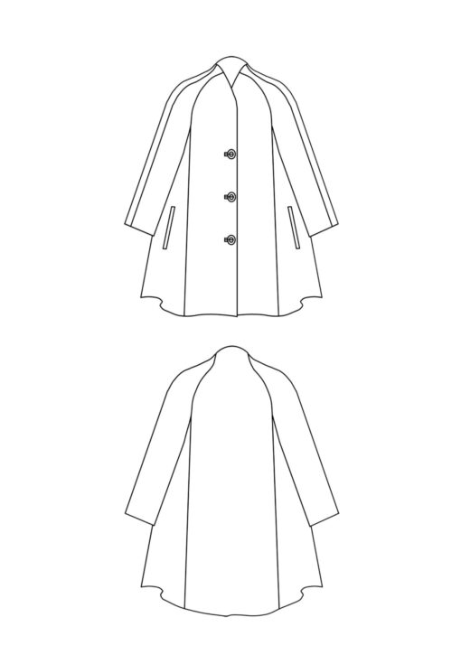 Line drawing, Petite Plus Patterns 250, Swing Coat