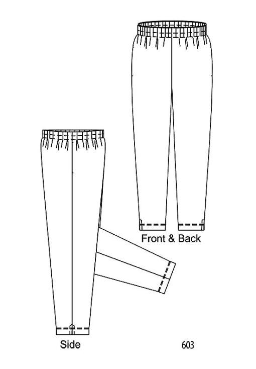 Line drawing Petite Plus Patterns 603, Tapered Pull-on Pant