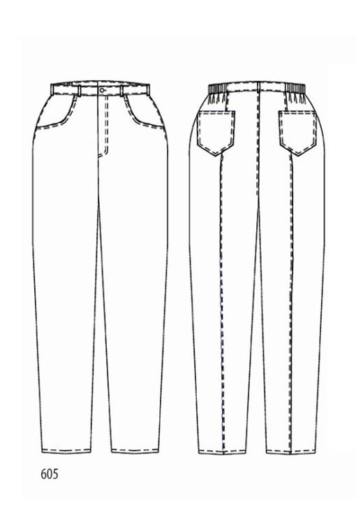 Line drawing, Petite Plus Patterns 605, Jeans