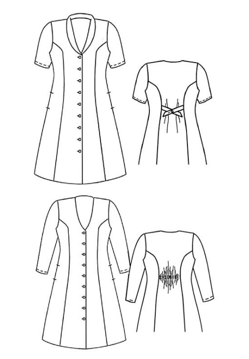 Line drawing of Petite Plus Patterns #302 Princess Seamed Dress